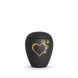 Tierurnenkeramikurne-edition-verona-schwarz-Herz mit Pfoten sparkling gold-0