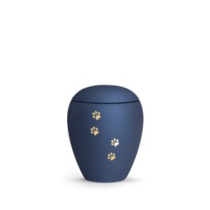 Tierurnenkeramikurne-edition-verona-navy-vier Pfoten gold gebürstet-0