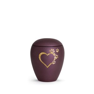 Tierurnenkeramikurne-edition-verona-berry-Herz mit Pfoten sparkling gold-0