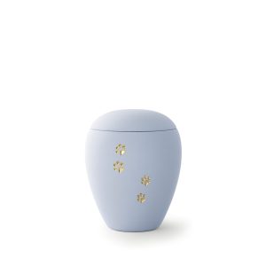 Tierurnen keramikurne-edition-siena-himmelblau-goldene Pfoten vertieft