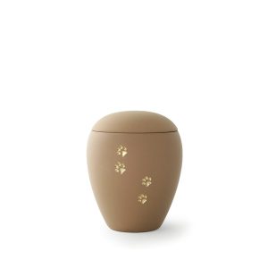Tierurnenkeramikurne-edition-siena-sand-goldene Pfoten vertieft-0